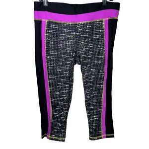 Xersion Leggings Womens Large Cropped Activewear Running Yoga Purple Black